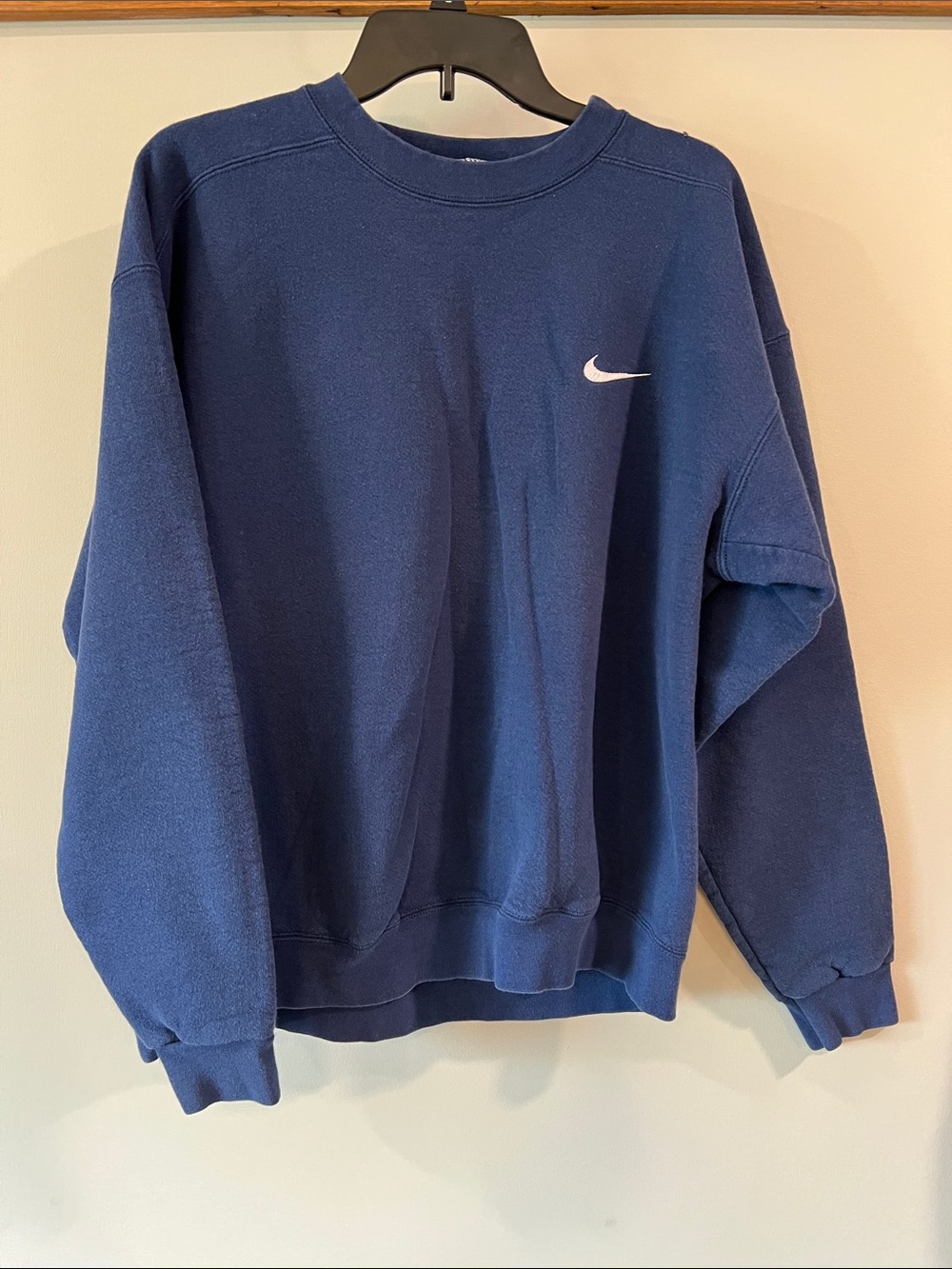 Y2K - made in the USA, Nike Navy Crewneck Sweatshirt with White Swoosh